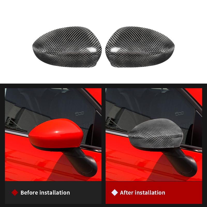 Fiat 500 Carbon Fiber Side Mirror Cover Sticker
