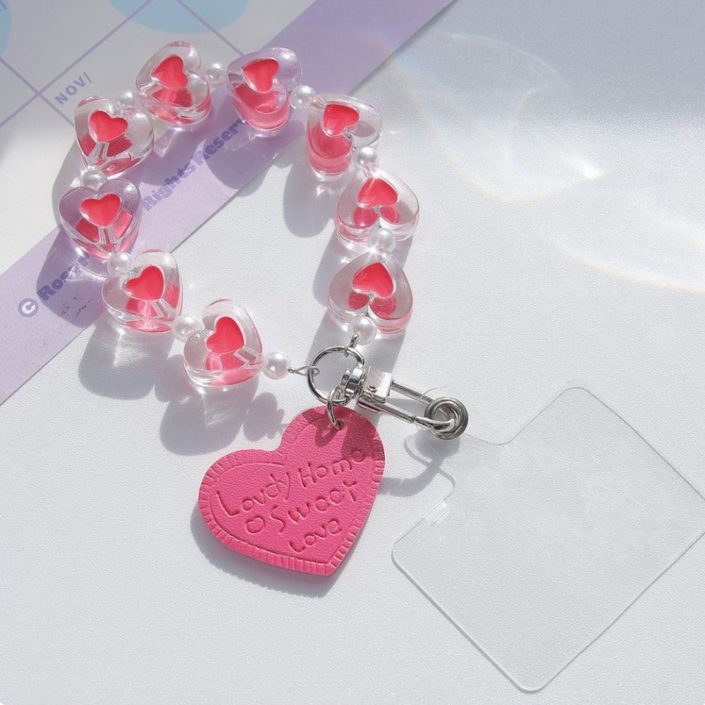 Love Beads Mobile Phone Lanyard Short Style Phone Anti-Lost Bracelet Cellphone Strap  Hanging Cord