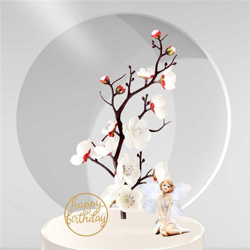 4pcs/set Red Artificial Flower Silk Plum Blossom Branch Faxu Flower Bouquets for Table Wedding Bouquet Home Decor