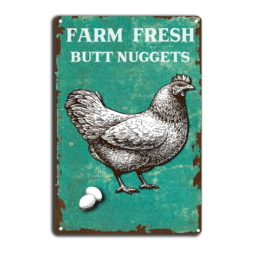 Metal Material Chicken Coop Signs 20 * 30cm Rustic Chicken Coop Accessories Vintage Funny Style Funny Chicken Signs