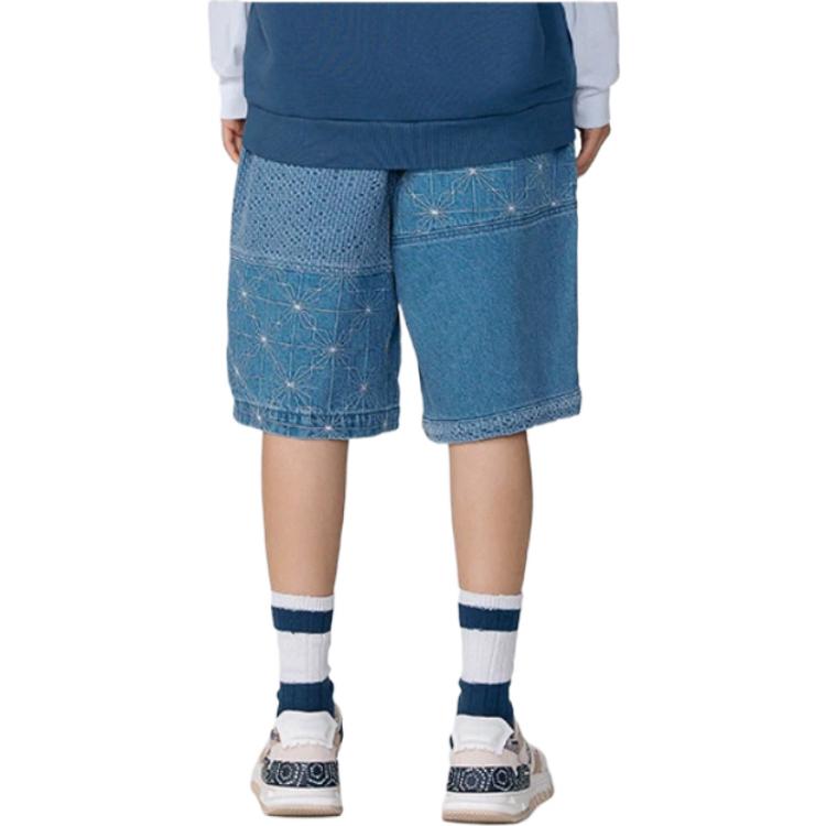 Li Ning Sports Basketball Collection Denim Shorts Unisex Blue AJSR009-1