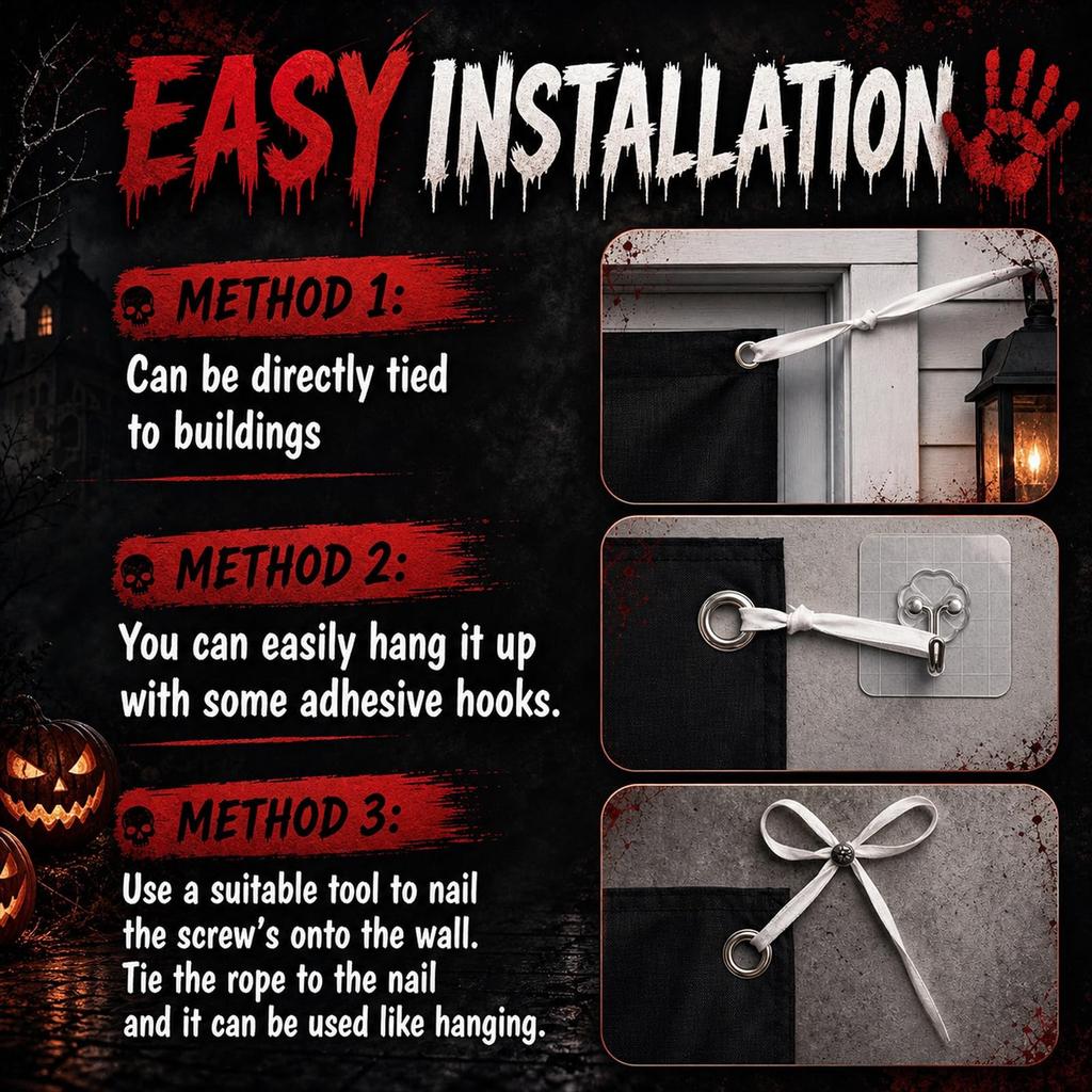 7x16 stop Halloweenský banner na garážová vrata Strašidelná, Hororová postava
