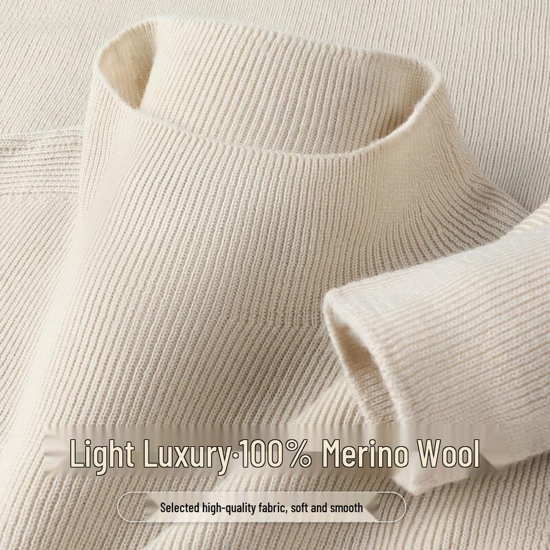 SNOWFLYING Women s 100% Merino Wool Seamless Semi-High Collar Sweater M