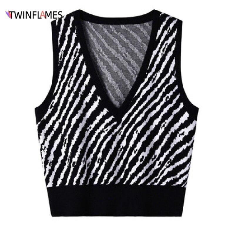 Sweater Vest Women New Autumn Winter Loose Harajuku Pullover Pulls Femme Sleeveless Knitted V-Neck Chic Outerwear