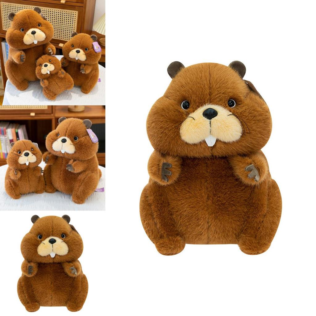 Plush Groundhog Toy With Long Pile Fur For Kids Playroom Decor