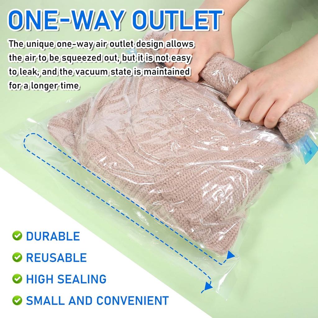 3 Pcs Vacuum Sealed Storage Bags Small Size Compression Bags for Travel Hand Roll Vacuum Seal Bag for Clothing Luggage Suitcase (50x3m / 20x13in)
