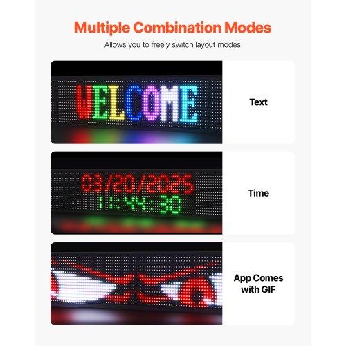 VEVOR Programmable LED Sign, P10 Full Color Flexible Digital Scrolling Panel, DIY Custom Text Pattern GIF Display Board