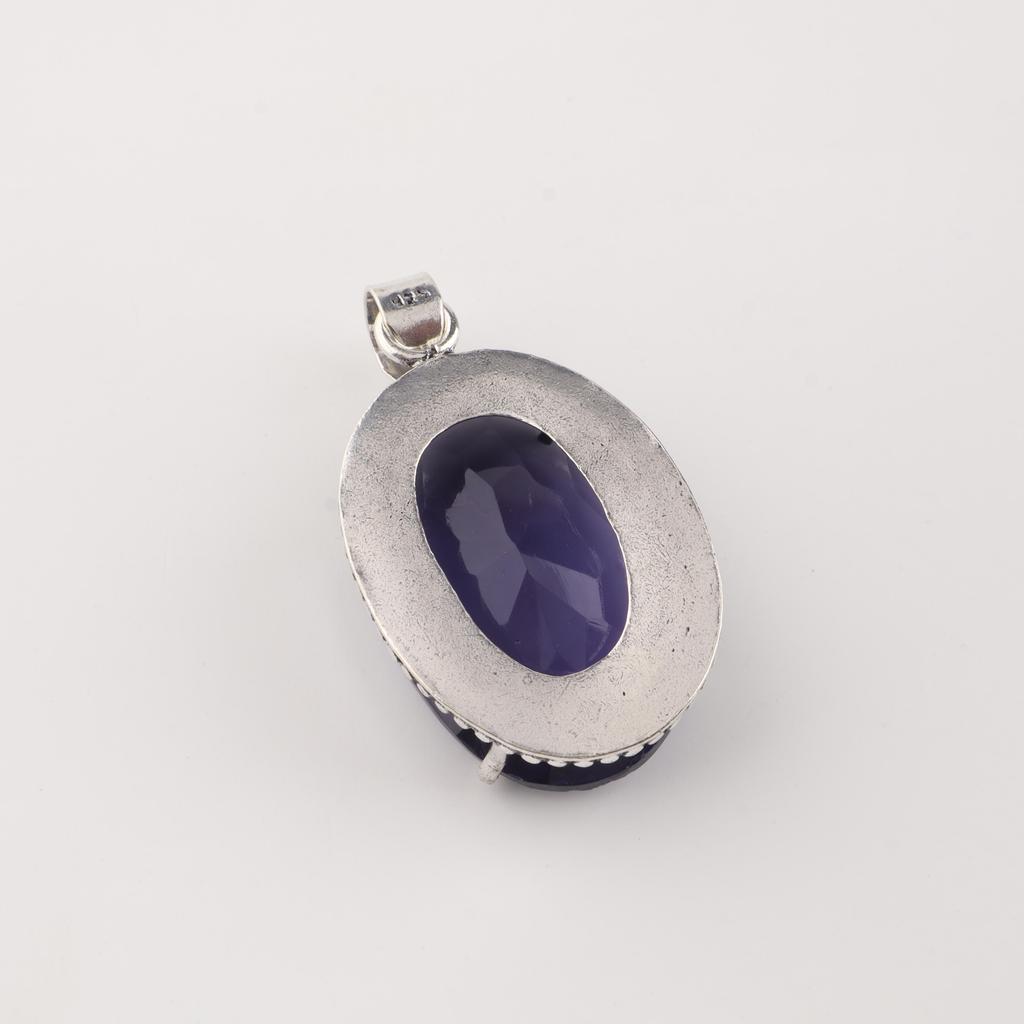 Iolite Gemstone Silver Unique Pendant 1.75" , 925 Sterling Silver Jewelry, Iolite Pendant For Women, Partywear Chain Pendant PP-63-8