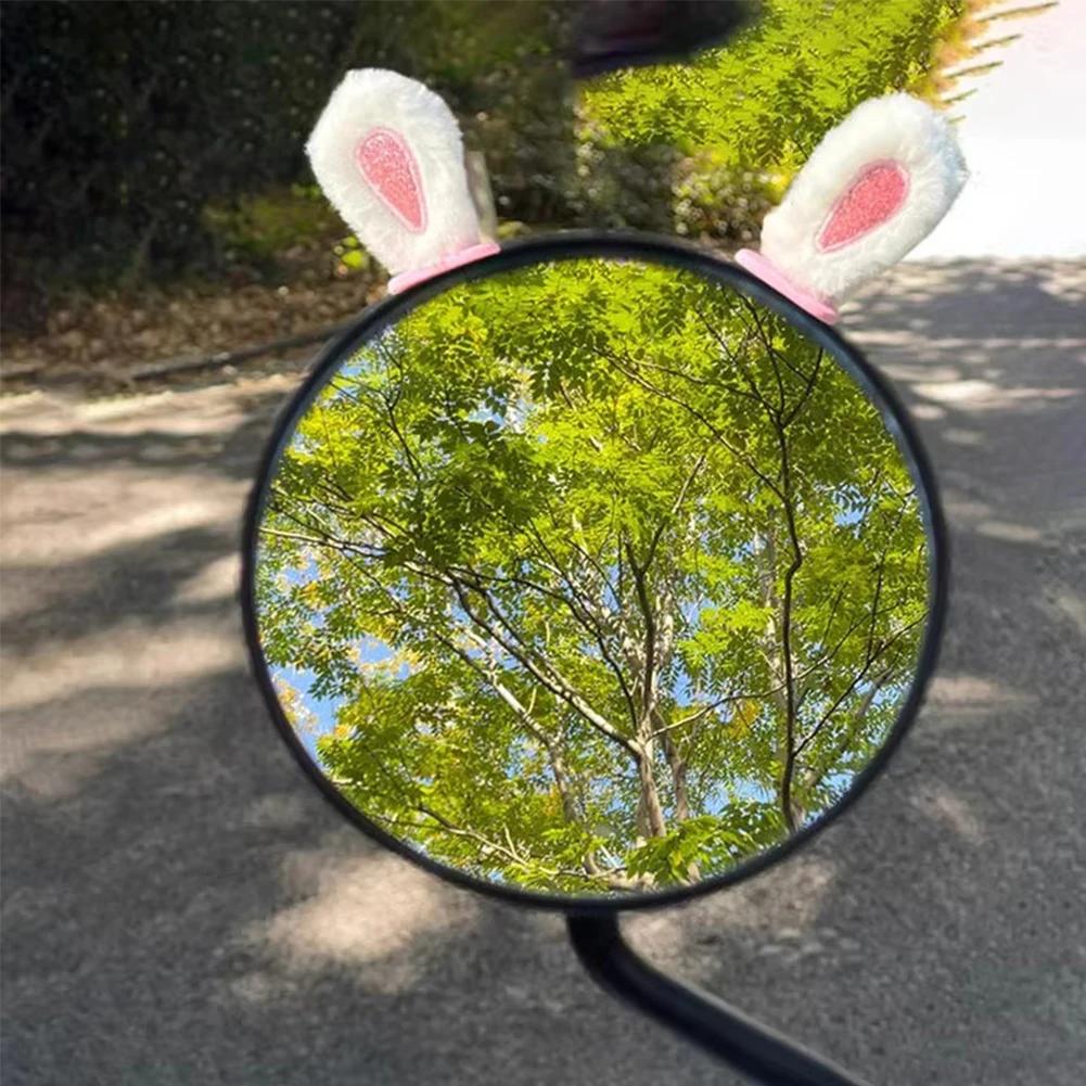2Pcs Cute Car Rearview Mirror Decoration for Female Driver 3D Rabbit Ears Stickers Car Interior and Ornament