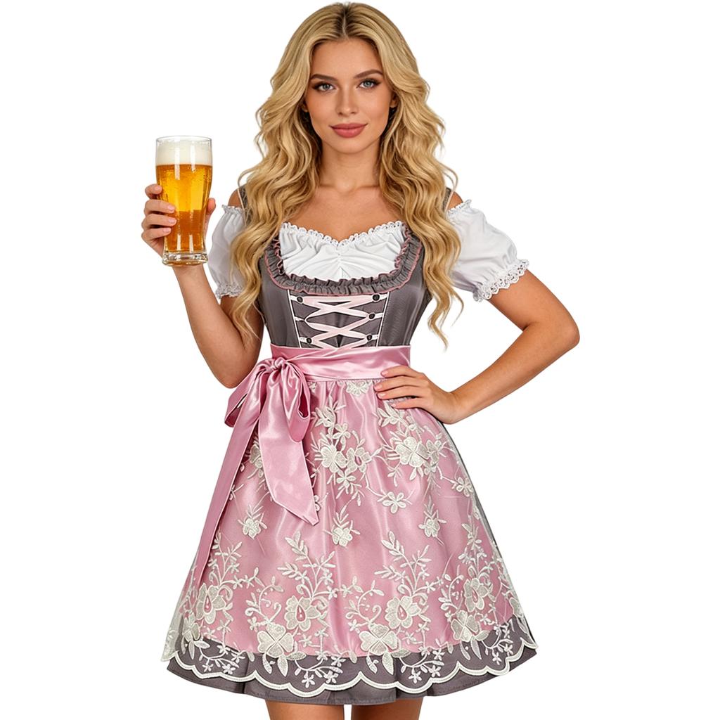 Damen Oktoberfestkleid mit Spitze für Festival Kostümparty