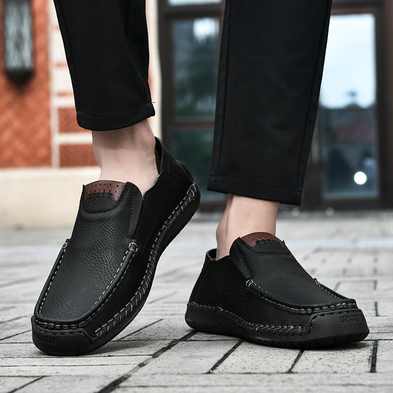 Outdoor Leather Shoes Men Comfortable Handmade Leather Flats Shoes Man Shoes Leisure Fashionable Walking Shoes