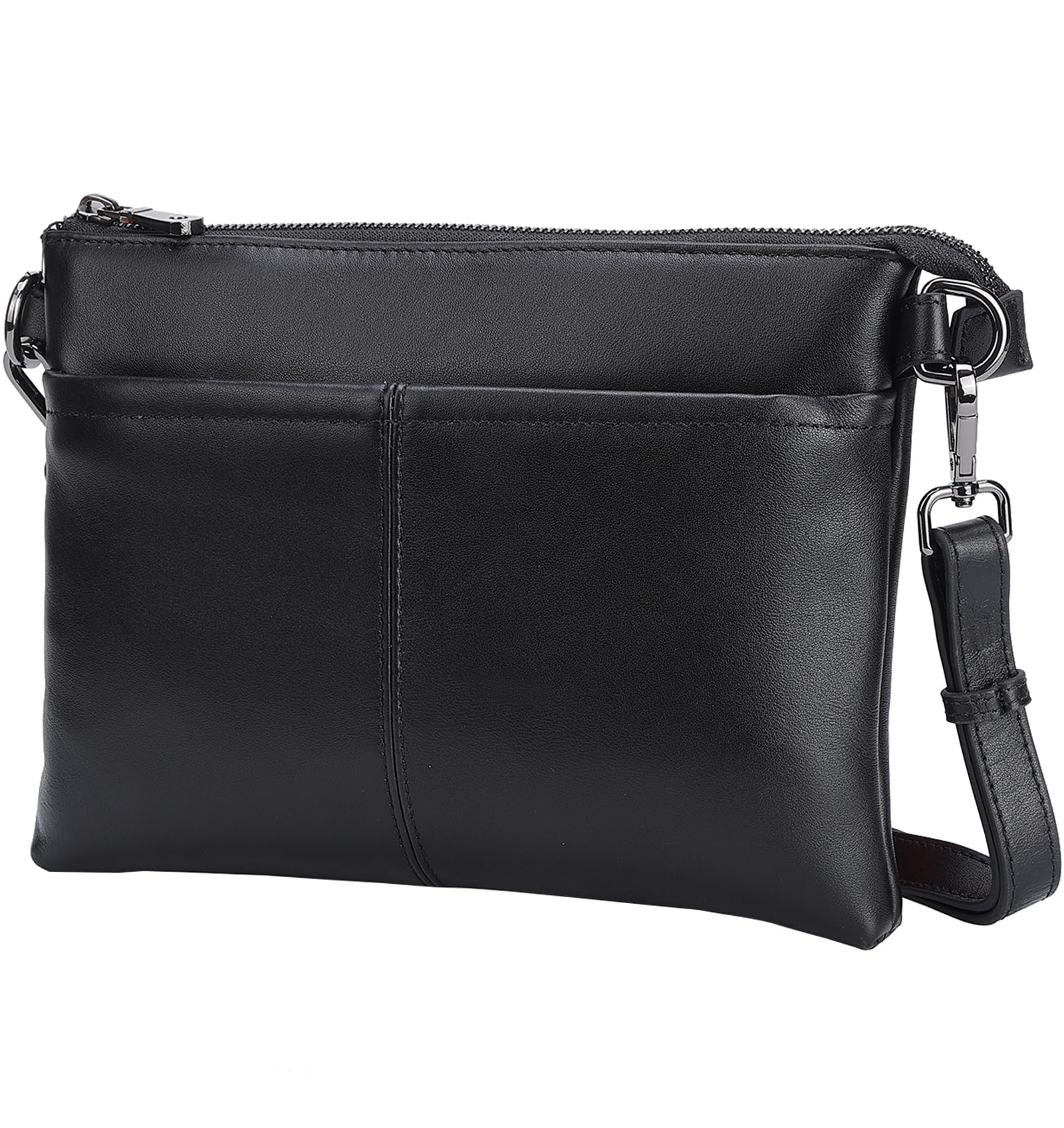 

TIDING Genuine Leather Sacoche for Sleek Crossbody Chest Shoulder Cowhide Nappa Black Men, Under-Clothes Pochette, Bag, Bag, Small, Compact, Slim, чорний