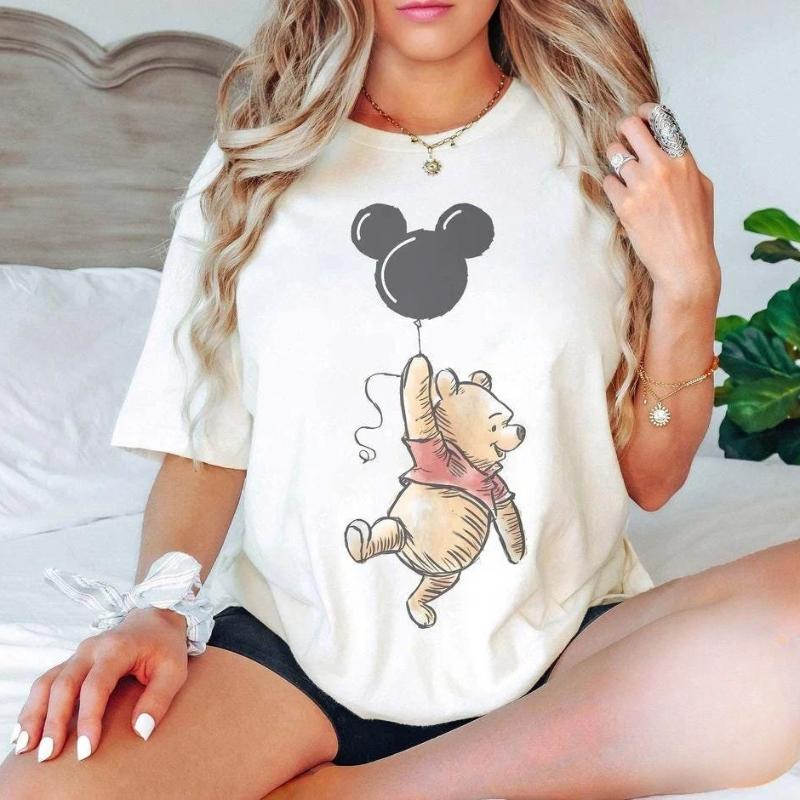 2026 Fashion Art Winnie The Pooh Street Art TShirt Womens TShirt Short Sleeve O Neck Casual Loose Large Size