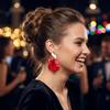 Tassel Design Petal Stud Earring Exaggerate Rose Ear Pendants Flower Dangle Earrings  Date Nights