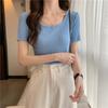 Fashion Ice Silk Short Sleeved Knitted Women's T-shirt Spring Summer New Slim Fit Thin Pullover Bottomed Sweater Women's Short Top Women's Clothing