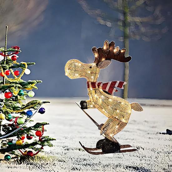 Weihnachts-Hirsch-Beleuchtung für den Außenbereich Festliche LED 2D Acryl Flache Rentier-Statue Wasserdichte Feiertags-Gartendekorationen Weihnachts-Festartikel