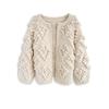 Chicwish Heart Knit Ivory Pom-Pom Cardigan,