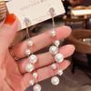 Korean Dongdaemun Long Pearl Fashion Earrings: Elegant Dangle with Versatile Silver Studs