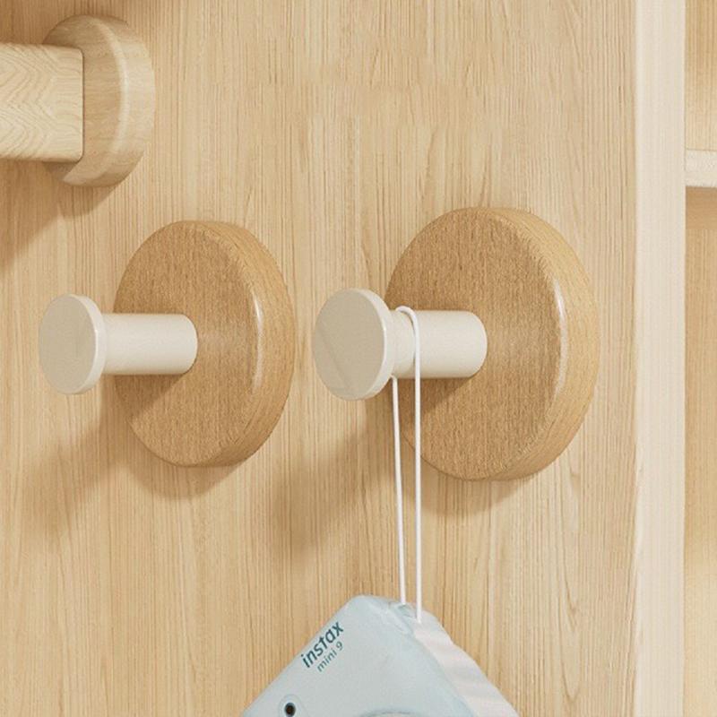 Self-adhesive Wood Hook Hanging Hanger Bathroom Kitchen Wall Hook Bedroom Coat Storage Rack Home Towel Key Home And decoration H