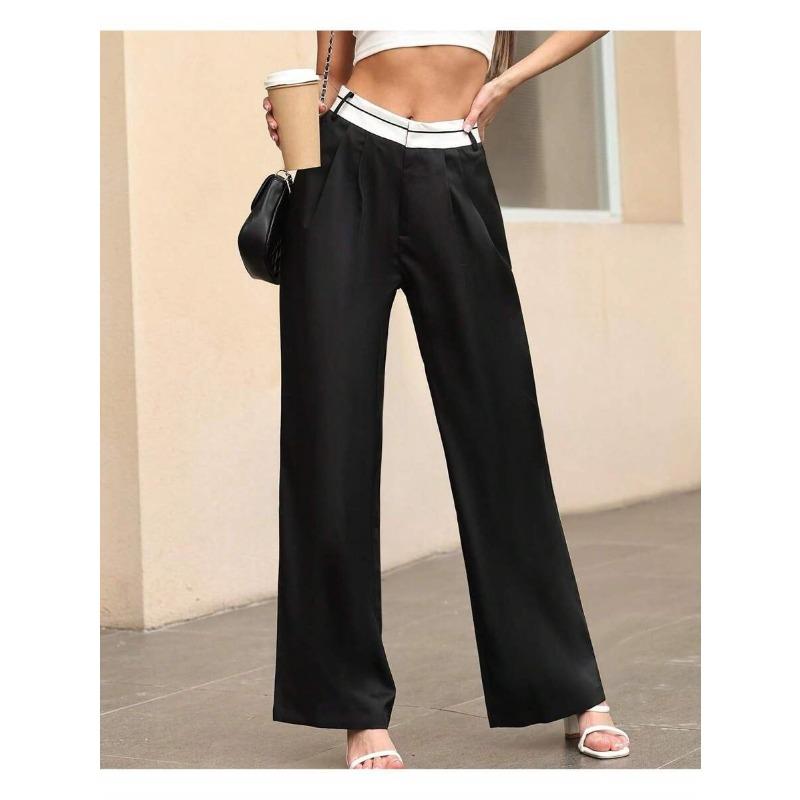 European American Autumn New Solid Color Fashion Slim Casual Trousers Floor-length Suit Pants