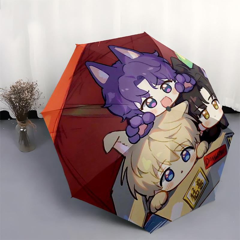 1pc Outdoor Umbrella with Cute Anime Characters, Automatic Opening/Closing, Portable 3-Fold Design, 8-Bone Iron Frame - Perfect Gift for Fans, Tr