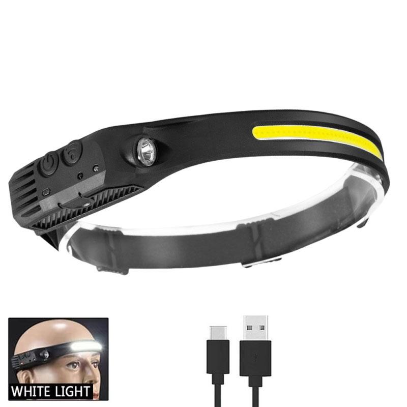 USB Rechargeable LED Sensor Headlamp COB Headlight Head Torch Work Light Waterproof Head Flashlight for Fishing Camping Lantern
