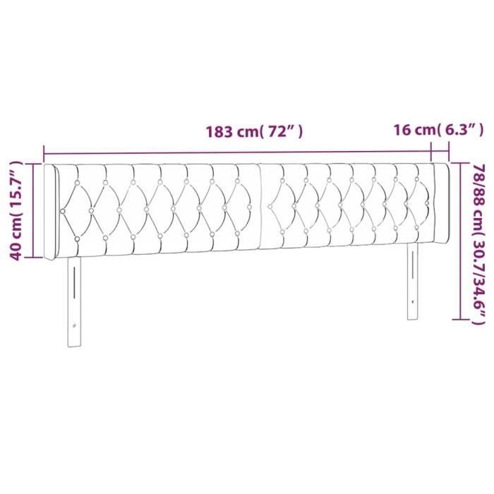 VidaXL Headboard with Ears Light Grey 183x16x78-88 Cm Velvet3119164