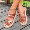 Simple, Fashionable, Lightweight, Versatile Sandals, Summer Plus Size Beach Sandals, Casual Flat Bottomed One Line Sandals, Cool Slippers