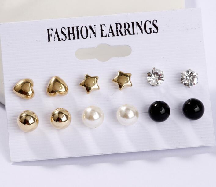Women s Geometric Pearl Hoop Earrings Set
