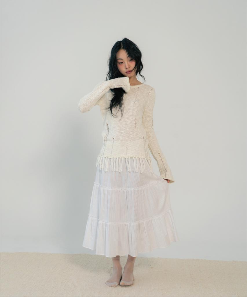 G Museum Jacquard Tiered Skirt (White)