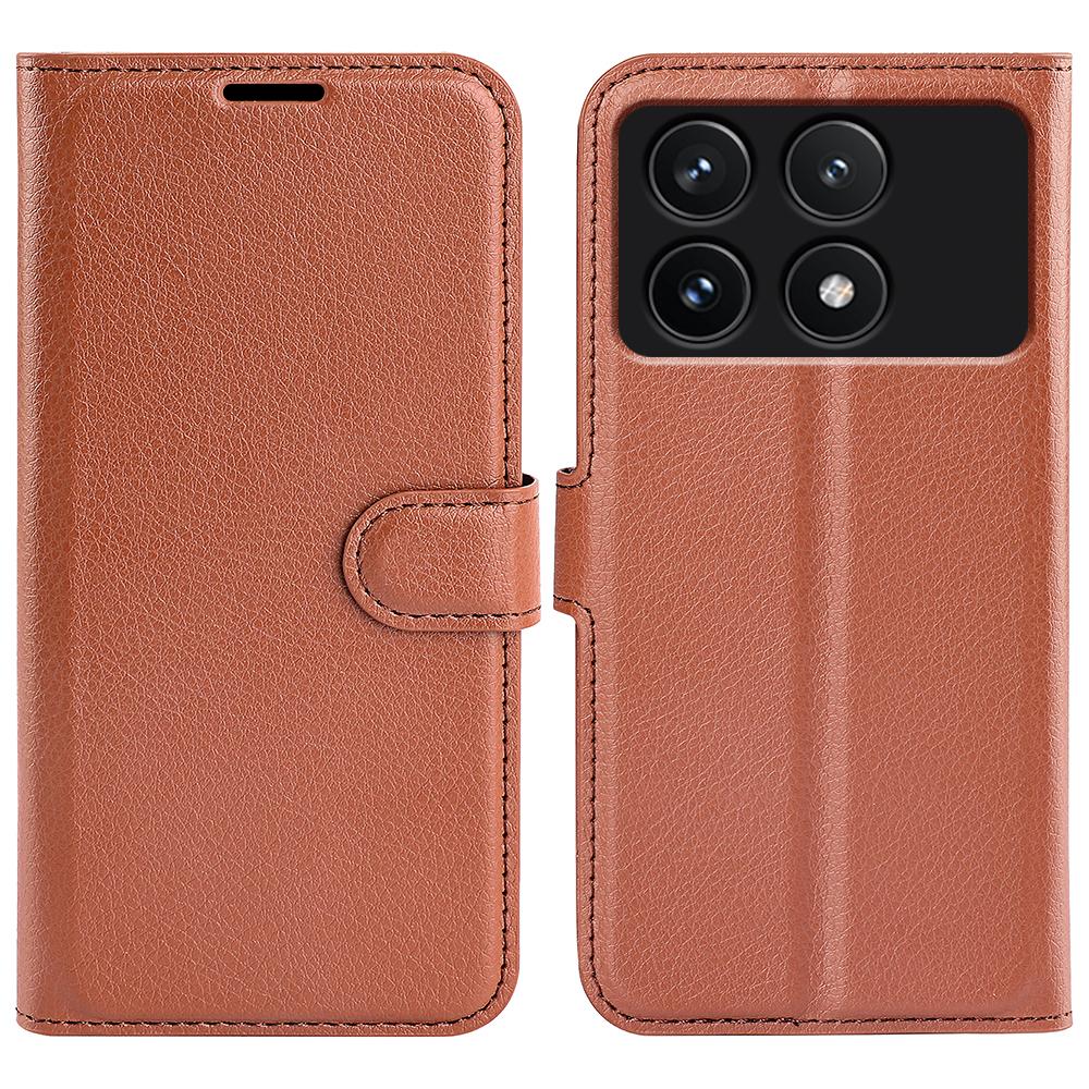 

For Xiaomi Poco F6 Pro 5G/Redmi K70 5G/K70 Pro 5G Case PU Leather Card Slots Pocket Stand Phone Cover Brown