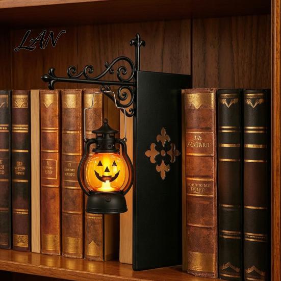 Dark Academic Room Accessories Halloween Bookshelf Light, Vintage Metal Decorative Shelf Lamp, Battery Powered Book Nook Light Warm LED Nightlight for