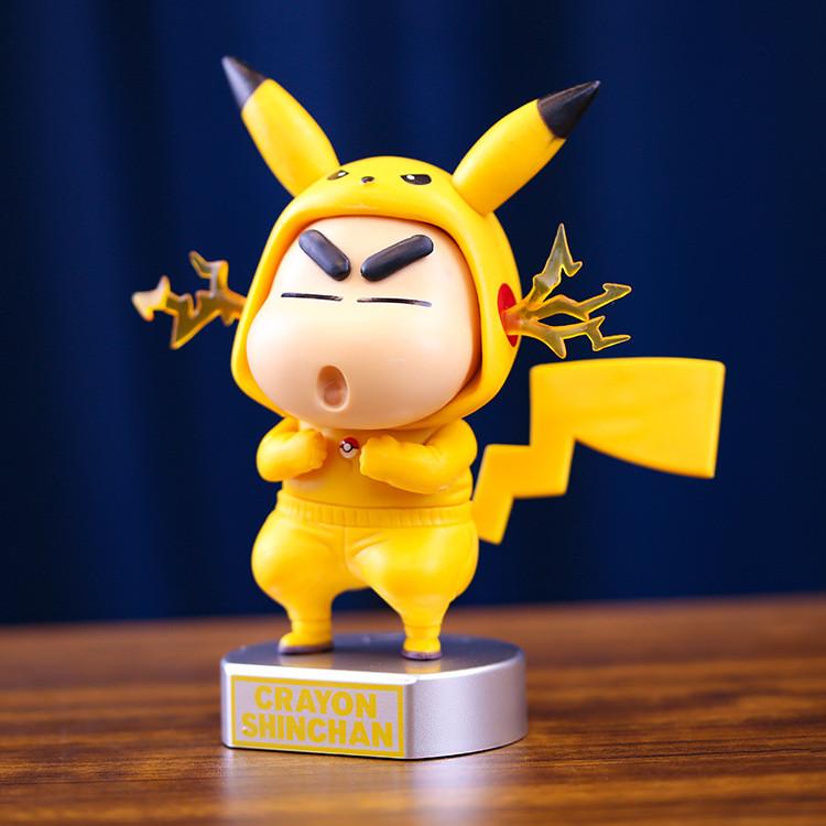 Cute Figure Anime Toy Pvc Model Of Shinchan Cosplaying Pikachu Bulbasaur And Charizard