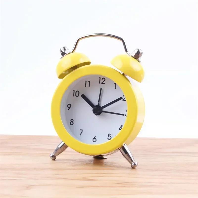 Retro Loud Alarm Clock Double Bell Mechanical Key Wound Silent Pointer Alarm Clock Night Light Clocks Home Decor  wall clock