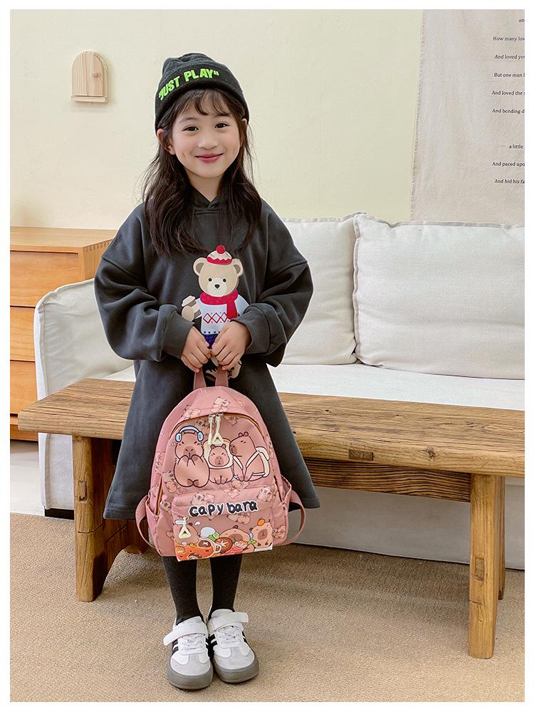 Trendy Capybara Print Double Shoulder Backpack - Large Capacity for Students and Kids