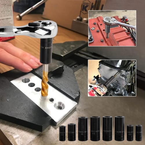 Bestgle 8-Piece Tap Socket Set, Tap Socket Conversion Adapter Set, 1/4" To 3/8" Drive External Tap Adapter for Automotive, Home Repairs, and Threading