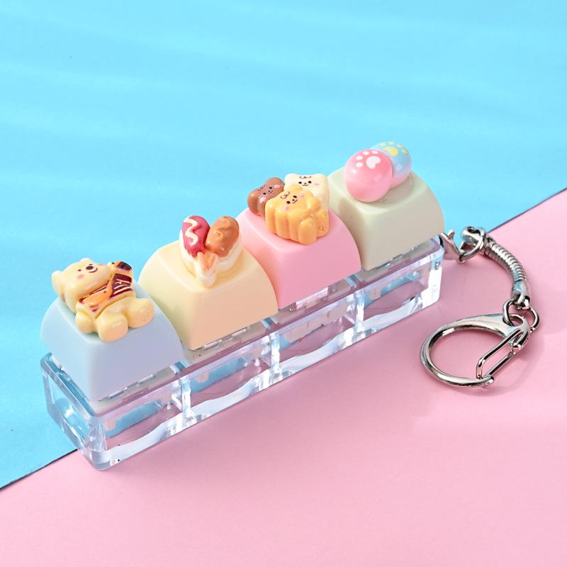 Cute Sticker DIY Button Squeeze Toy Keychain - Stress Relief Pendant