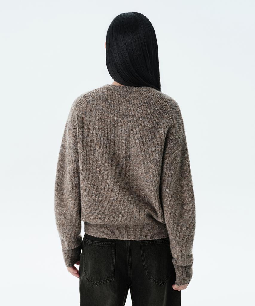 MUSINSA STANDARD WOMAN Women'S Multi Melange Crew Neck Knit [Mocha Brown]