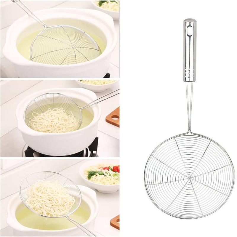 1pc Kitchen Tools Oil Pot Strainer Ladle Skimmer Oval Fine Mesh Stainless Steel for Food Kitchen Accessories French Fries Filter