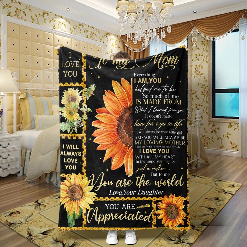 Love and Family Wishes digital-printed polyester Bedroom velvet flannel soft sofa cover blanket Fleece soft sofa cover blankets