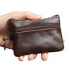 Echtes Leder Mini Münzbörse Unisex Einfach Tragbar Erste Schicht Rindsleder Retro Handgemacht Reißverschluss Kleine Geldbörse Schlüsselanhänger