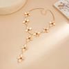 SHIXIN Elegant Alloy Flower Long Pendant Necklace Women Vintage Luxury Gold Color Adjustable Choker Necklace Party Jewelry Gift