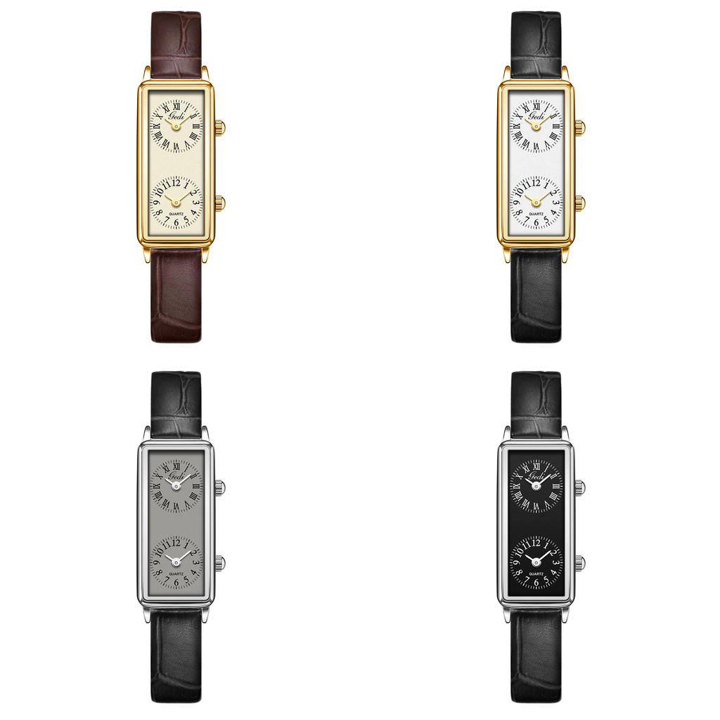 Montre rectangulaire française vintage pour femme à quartz pour un style bureau