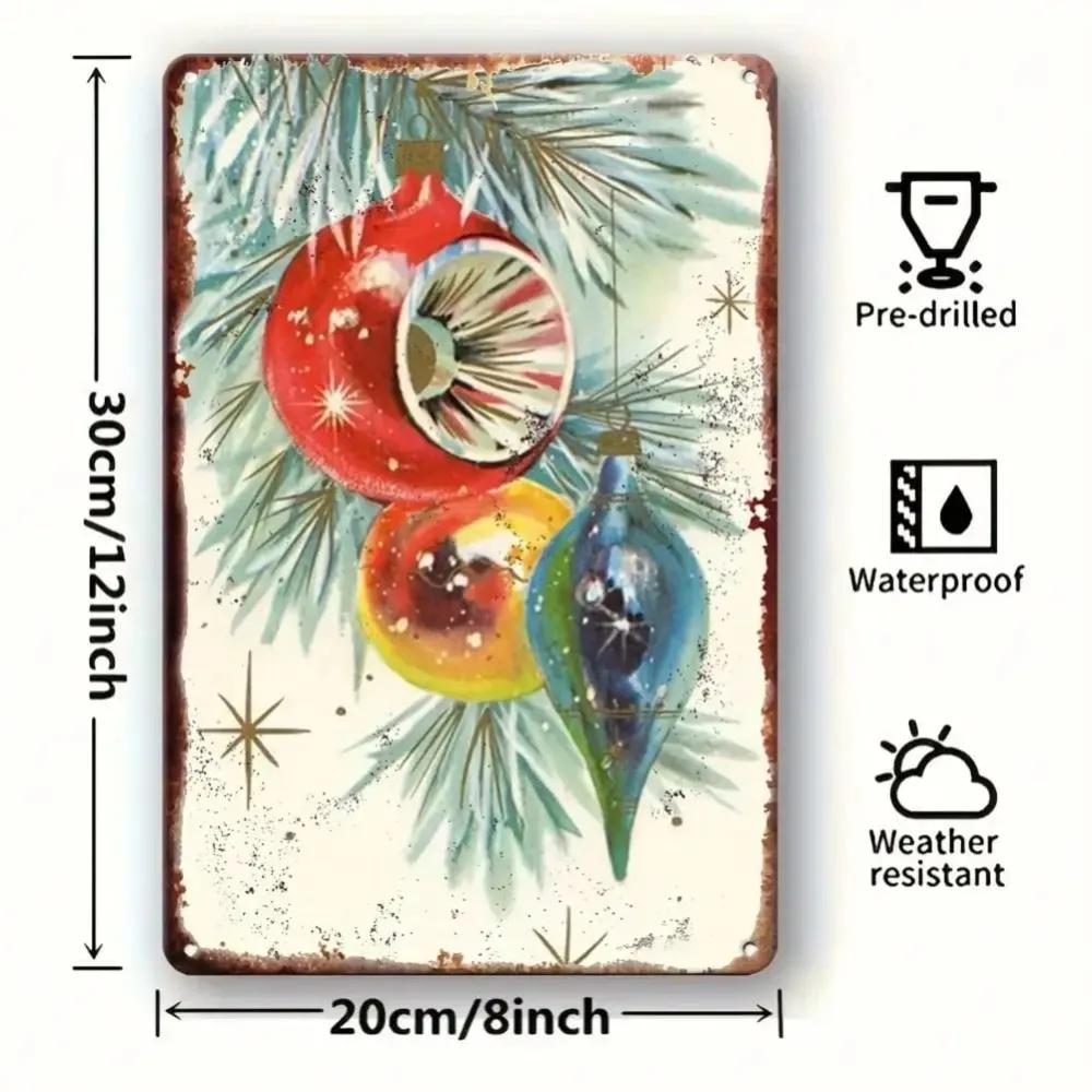 HomDeco Vintage Christmas Tin Sign 8x12 Inch Metal Wall Art Rustic Farmhouse Cafe Bar Festive Holiday Decor Gift