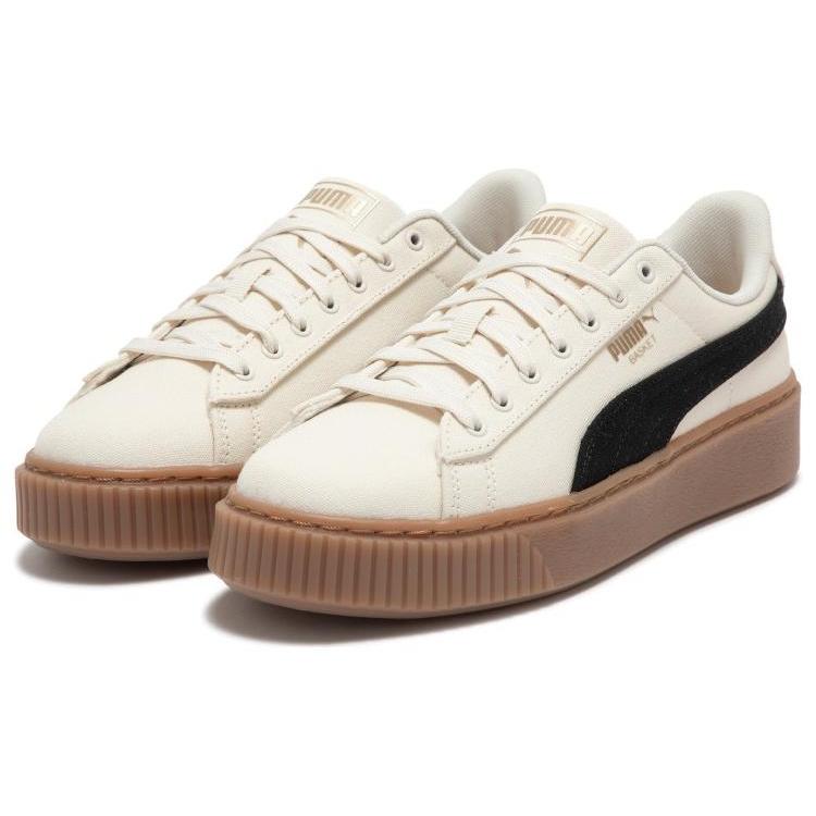 New PUMA Basket Platform Canvas 'Beige Black' Women's 399251-01
