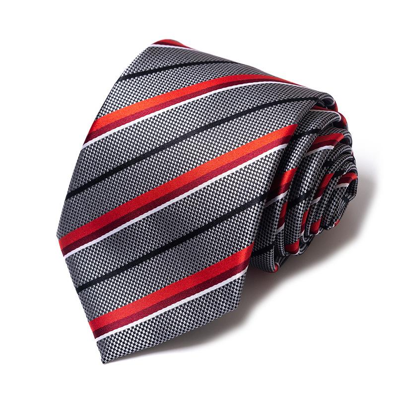 Men'S Tie Business Dress Tie Polyester Groom Wedding Festive Striped 8Cm Tie
