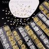 Japanese Bow Strip Box, Gold And Silver Nail Art Rivets, Half A Piece, Round Beads, Small Rice Grains, Butterfly Metal Nail Patch.