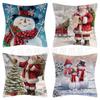 New Christmas Throw Pillow Cushion Home Decoration Short Plush Linen Printed Throw Pillow Cover