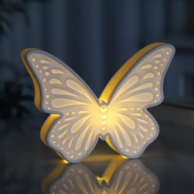 2024 New Creative Butterfly Night Light Bedroom Ornament Home Decoration Ceramic Crafts Home Accessories