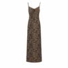 Leopard print suspender dress women's summer new retro fat MM belly cover waist thin long dress holiday style